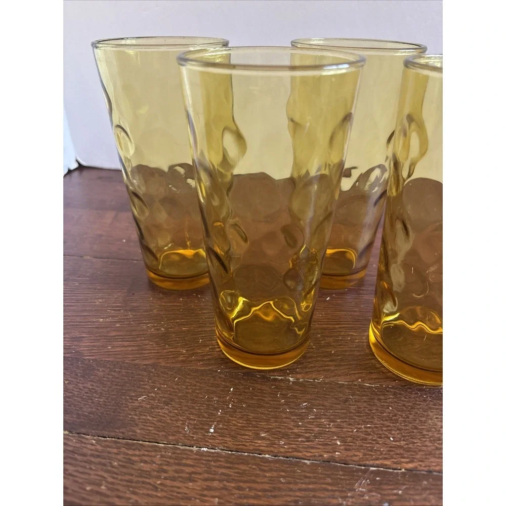 4‎ Vintage Amber Circle Design 16oz Tumblers  6.25